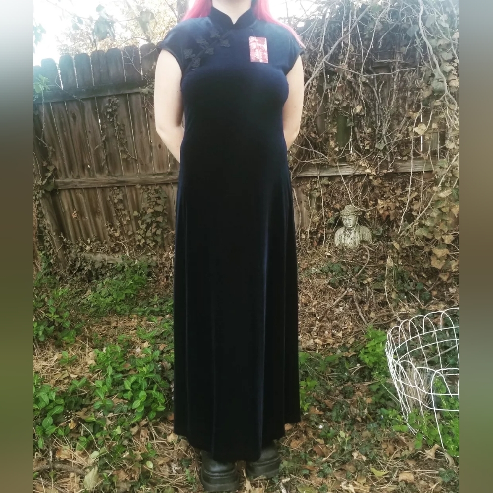 Vintage 90s Ronni Nicole Chinese Style Maxi Dress